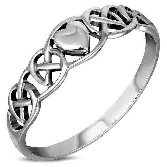 Celtic knot Heart Ring, Plain Solid Sterling Silver