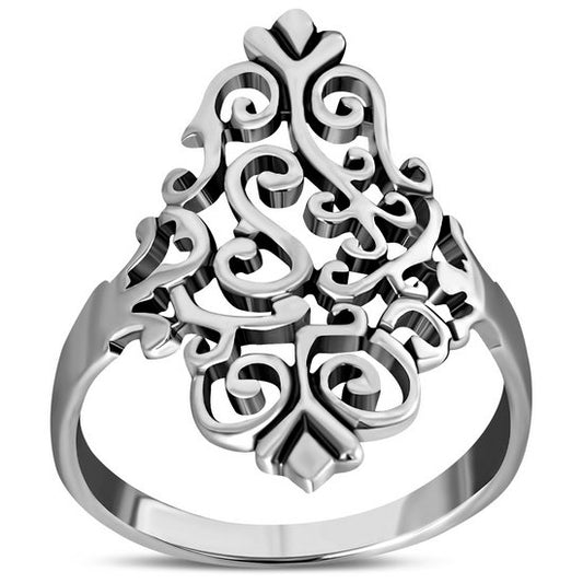 Victorian Style Long Sterling Silver Ring