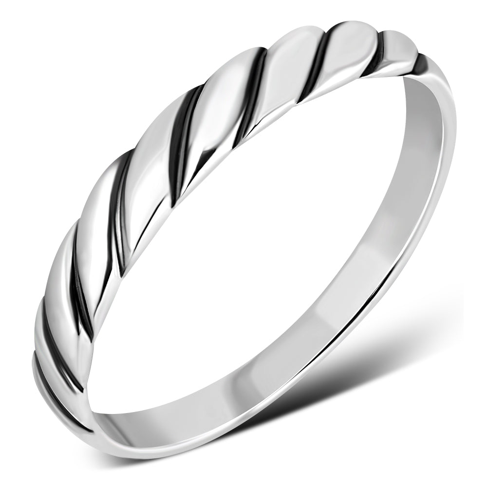 Waved Plain Silver Ring