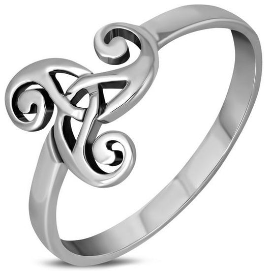 Plain Celtic Triskele Triple Spiral Silver Ring