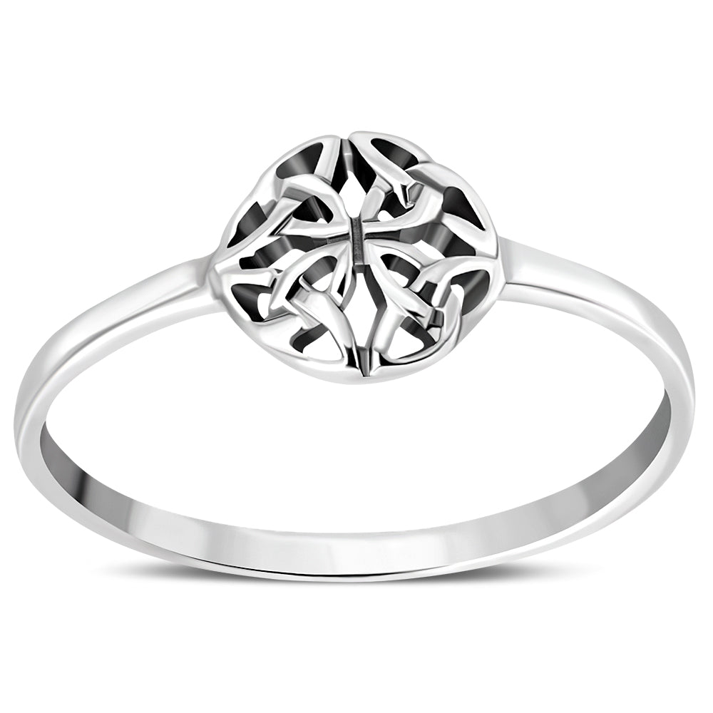 Delicate Plain Celtic Trinity Knot Silver Ring