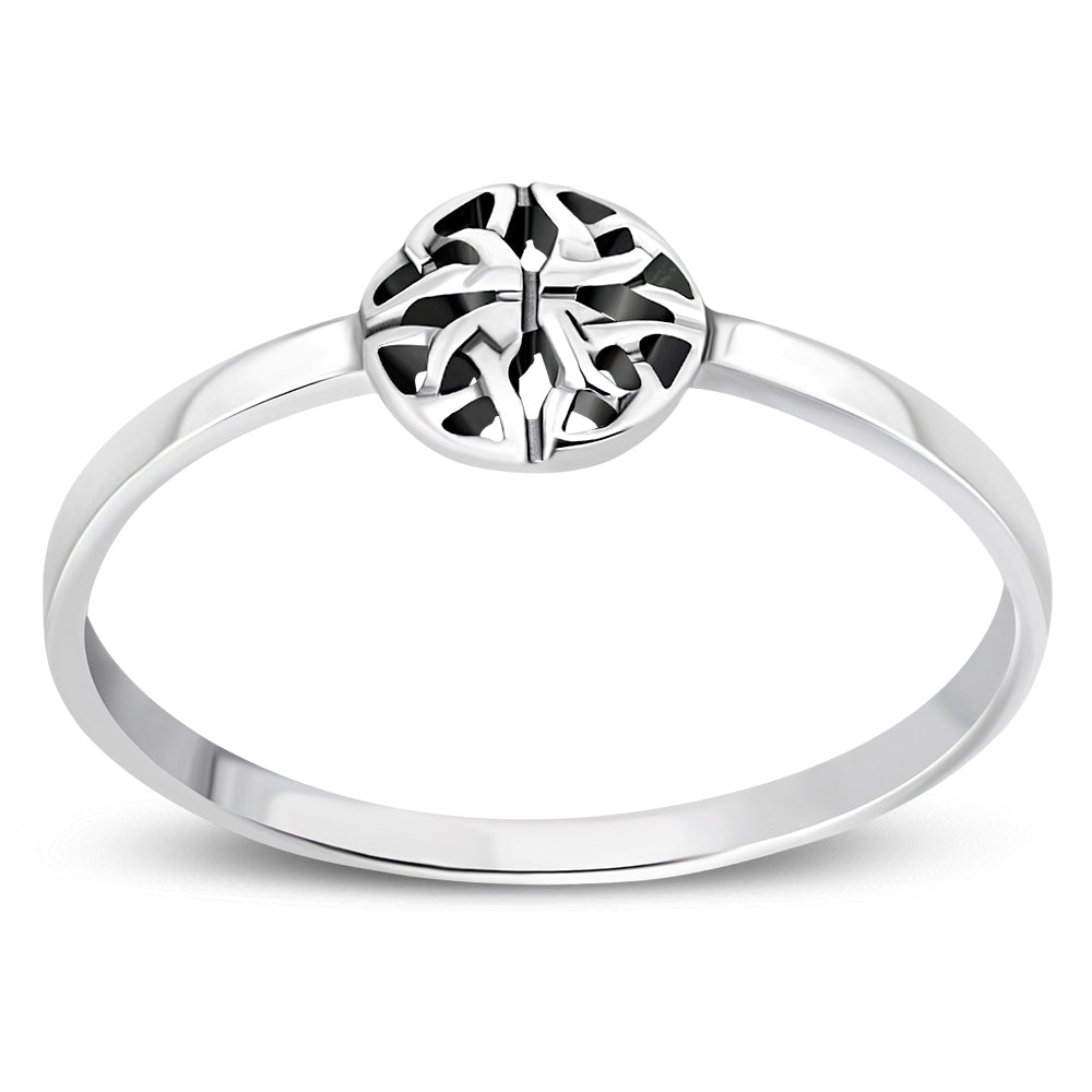 Thin Round Celtic Trinity Knot Silver Ring