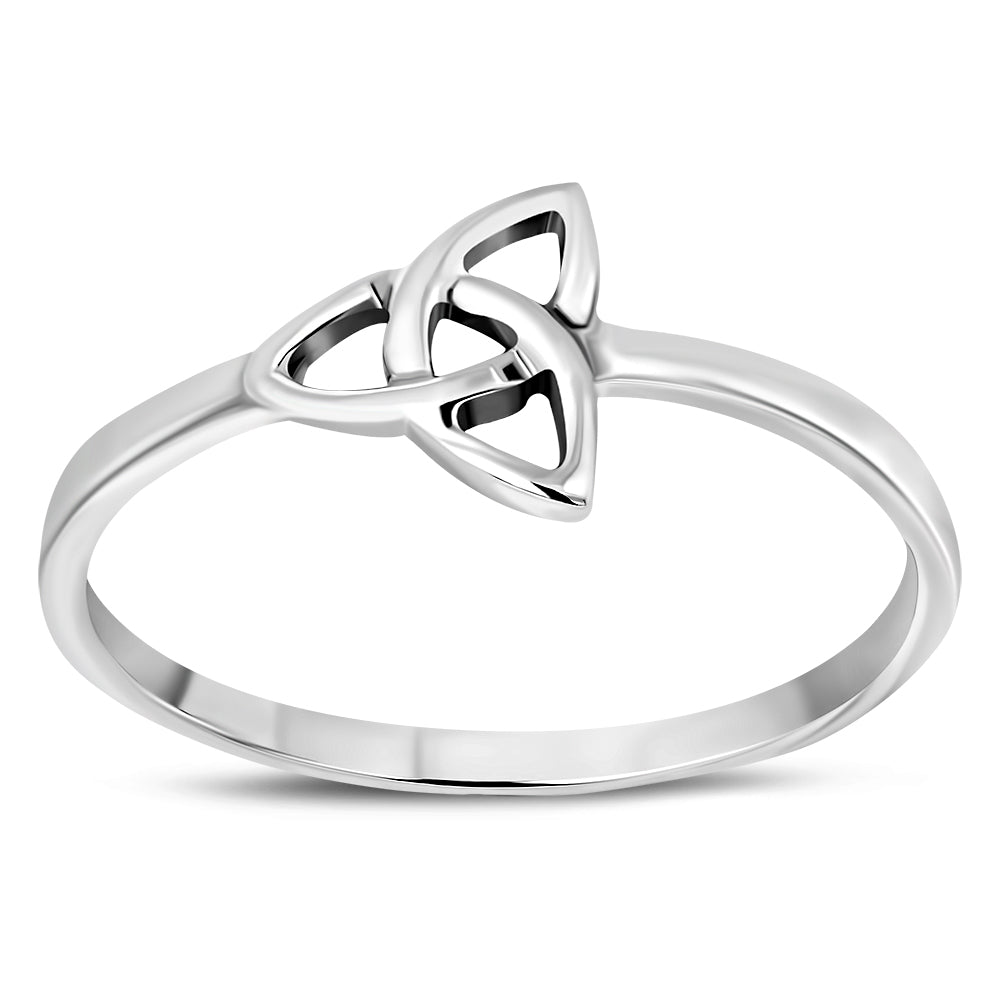 Delicate Plain Light Silver Celtic Trinity Knot Ring