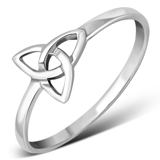 Delicate Plain Light Silver Celtic Trinity Knot Ring