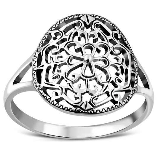 Plain Ethnic Style Sterling Silver Round Ring