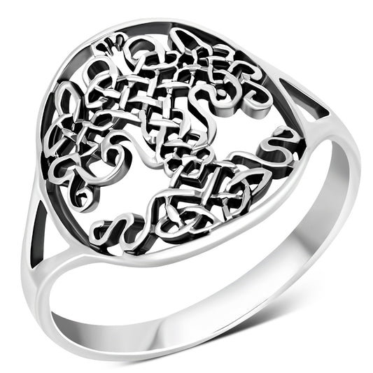 Tree of Life Plain Sterling Silver Celtic Knot Ring
