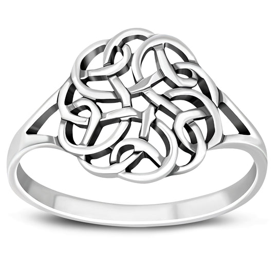 Round Plain Celtic Knot Silver Ring