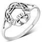 Delicate Celtic Knot Claddagh Silver Ring