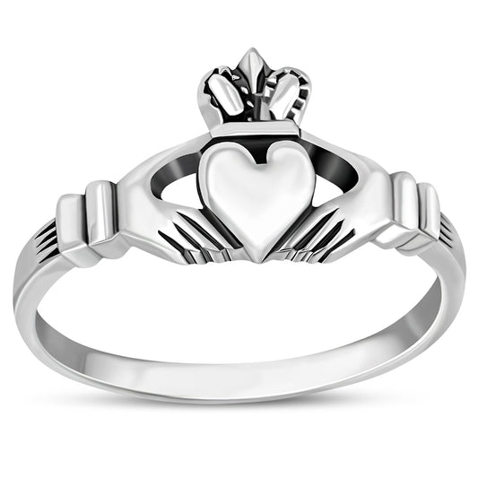 Irish Claddagh Plain Silver Ring
