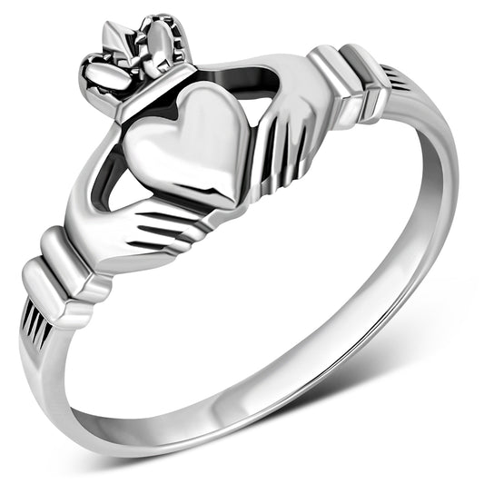 Irish Claddagh Plain Silver Ring