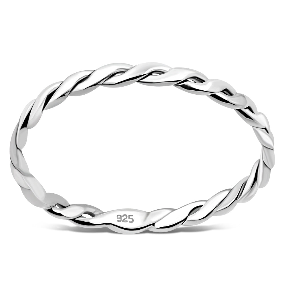 Twisted Delicate Plain Silver Ring