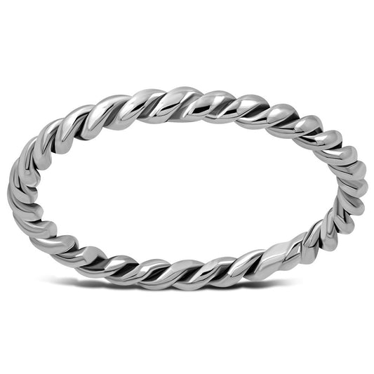 Twisted Thin Plain Silver Ring