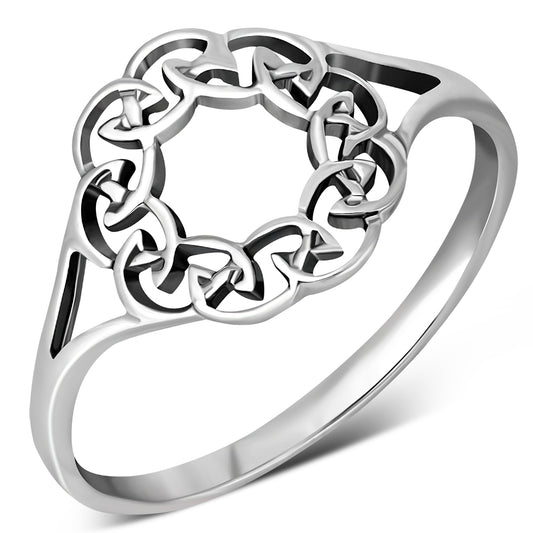 Round Celtic Knot Plain Silver Ring