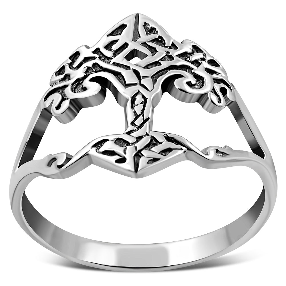 Tree of Life Celtic Knot Plain Silver Ring