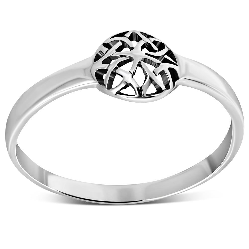 Delicate Plain Silver Celtic Knot Ring,