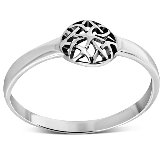 Delicate Plain Silver Celtic Knot Ring,