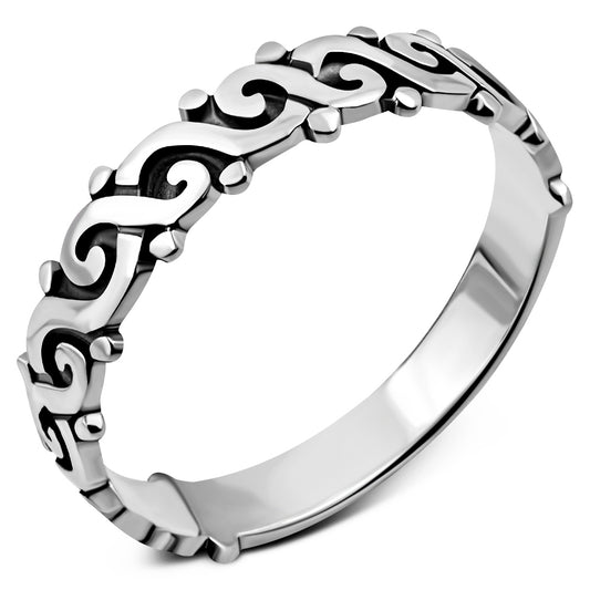 Plain Silver Spiral Band Ring