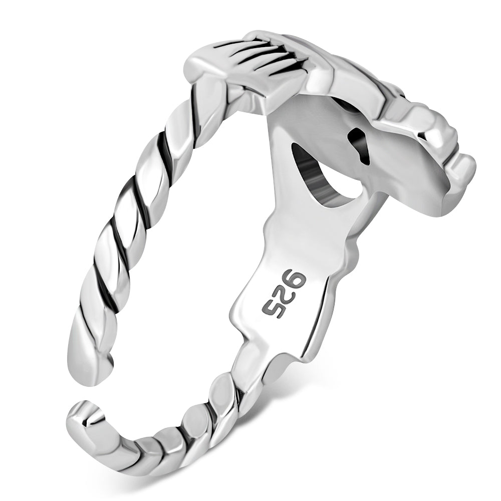 Twisted Shank Sterling Silver Claddagh Toe Ring