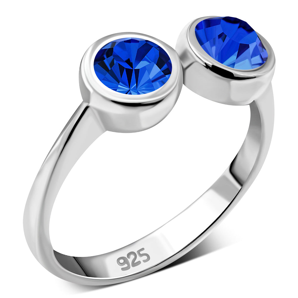Blue Sapphire CZ Silver Toe Ring