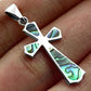 Abalone Shell Silver Cross Pendant