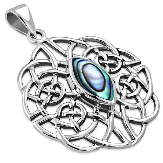 Abalone Shell Trinity Knot Silver Pendant