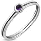 Amethyst Stone Delicate Silver Band Ring