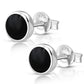 Black Onyx Round Sterling Silver Stud Earrings 