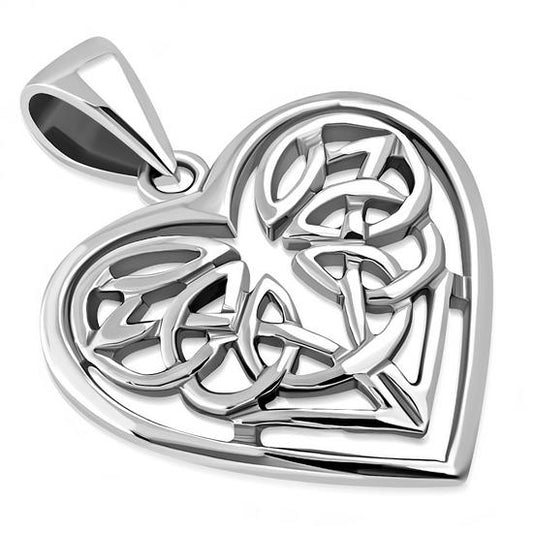 Celtic Knot Heart Sterling Silver Pendant