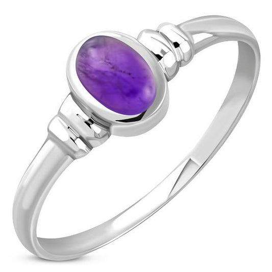 Delicate Amethyst Stone Sterling Silver Ring