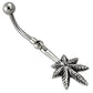 Marijuana Leaf Belly Button Navel Ring 316L & Silver