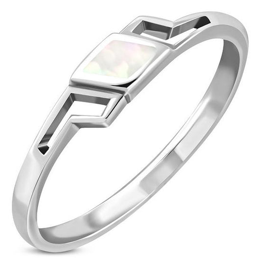 Mother of Pearl Sea Shell Silver Ring