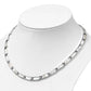 Mother of Pearl Rectangular Links Silver Necklace 