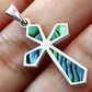 Abalone Shell Silver Cross Pendant