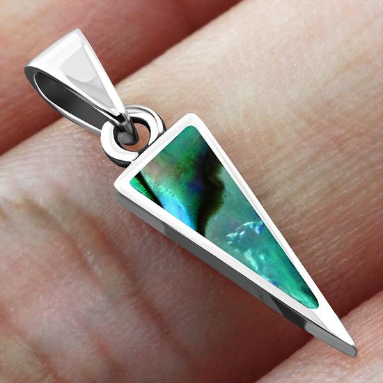 Abalone Shell Triangle Silver Pendant