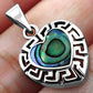 Abalone Shell Heart Greek Key Silver Pendant