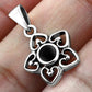 Black Onyx Petal Hearts Silver Pendant