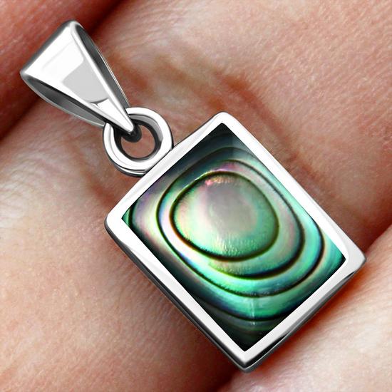 Abalone Shell Rectangle Silver Pendant