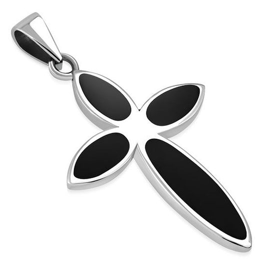 Black Onyx Cross Silver Pendant