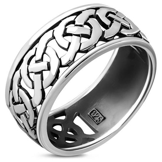 Plain Band Celtic Knot Sterling Silver Ring