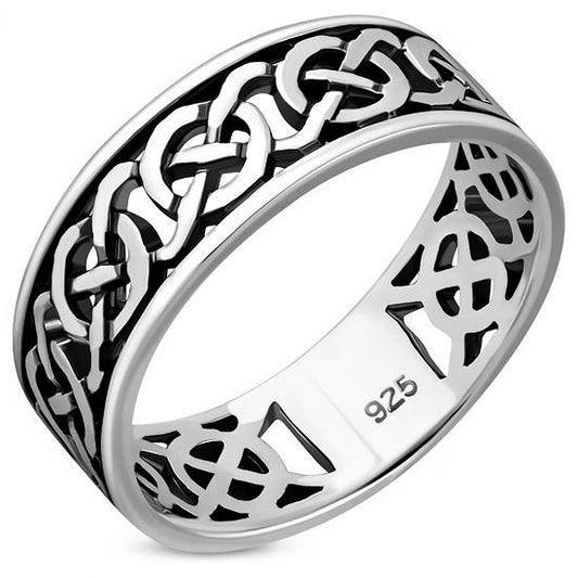 Irish Gaelic Celtic Knot 925 Sterling Silver Band Ring