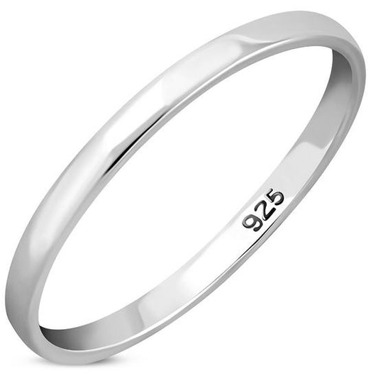 2mm Wide | Plain Flat Top Silver Blank Engravable Wedding Band Ring