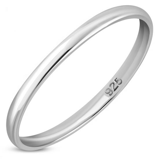 2mm Wide | Plain Round Top Silver Blank Engravable Wedding Band Ring