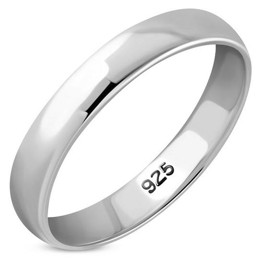 3.8mm Wide | Plain Round Top Silver Blank Engravable Wedding Band Ring