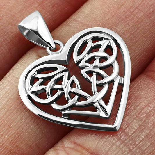 Celtic Knot Heart Sterling Silver Pendant