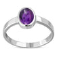 Simple Silver Amethyst Stone Ring