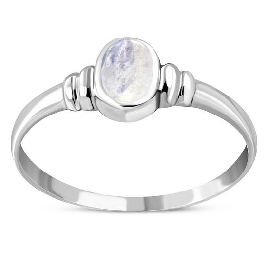 Delicate Rainbow Moonstone Silver Ring