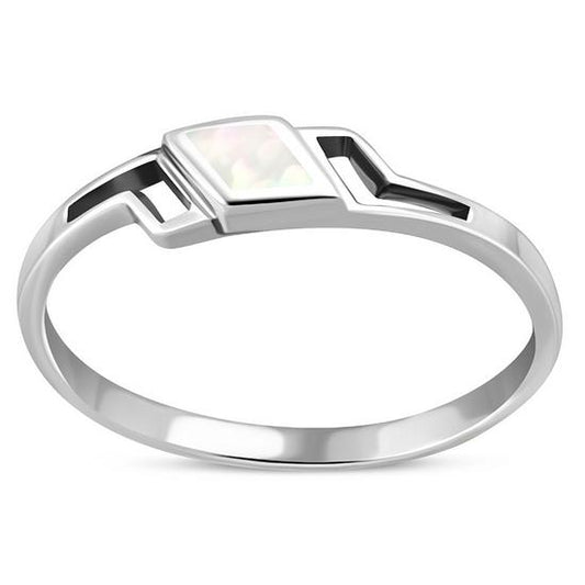 Mother of Pearl Sea Shell Silver Ring