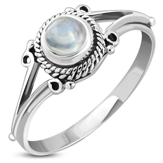 Rainbow Moonstone Silver Ring