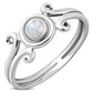 Rainbow Moonstone Spiral Silver Ring