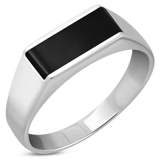 Simple Black Onyx Solid Sterling Silver Ring